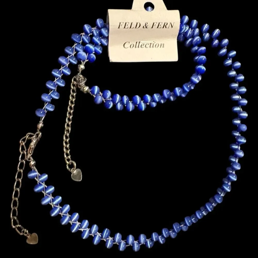 Kids Blue Moon-glow Beaded Necklace Bracelet Set Jewelry Gift